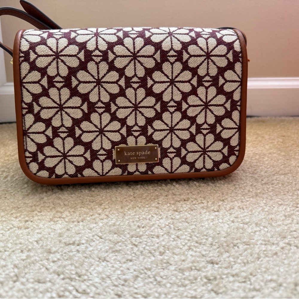 Kate Spade Maroon and Cream Floral Crossbody Bag